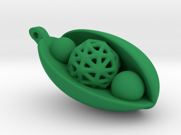 Good Luck Snowpea Pendant in Green Processed Versatile Plastic: Small