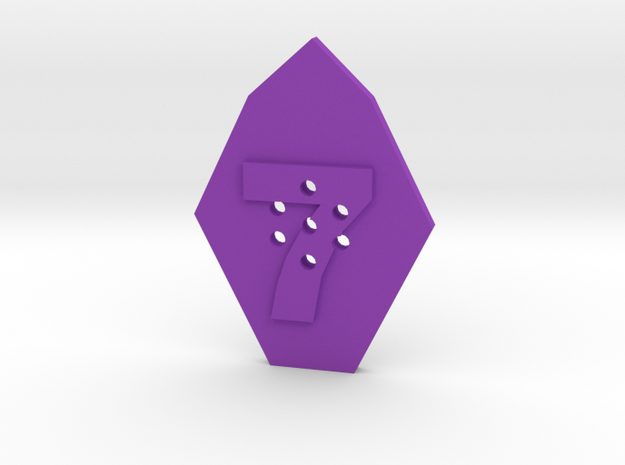 7-hole 7 Sided Number 7 Button in Purple Processed Versatile Plastic