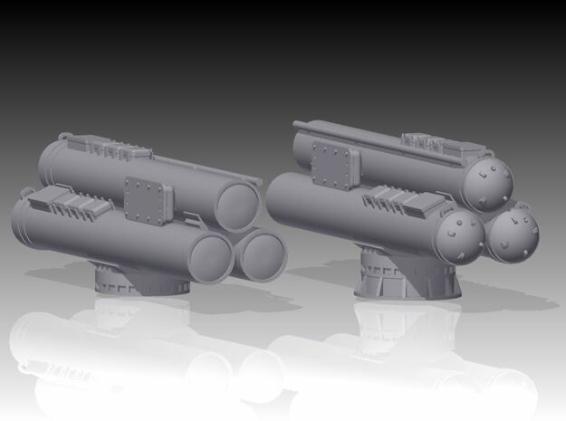 MK32 Torpedo tubes x 2 - 1/192 in Tan Fine Detail Plastic