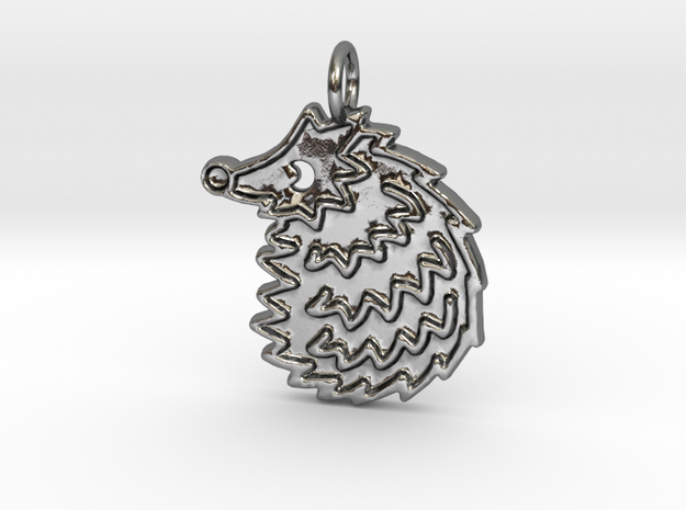 Hedgehog pendant spikey in Polished Silver