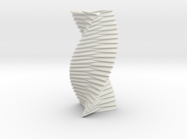 Spiral Helix Tower Three Sided  in White Natural Versatile Plastic