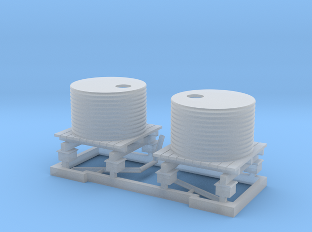 HO 2 x Small Water Tanks and Stands in Tan Fine Detail Plastic