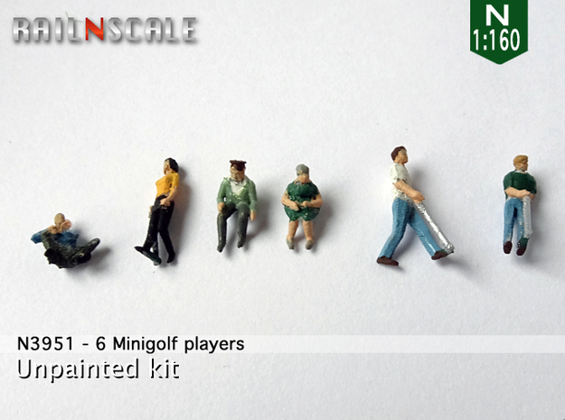 6 Minigolf players (N 1:160) in Tan Fine Detail Plastic