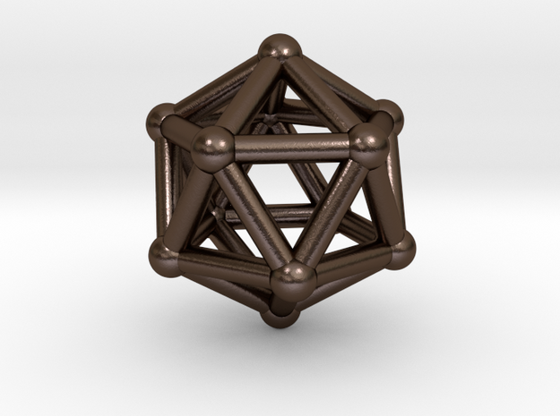 0602 Icosahedron V&E (a=10mm) #002 in Polished Bronze Steel