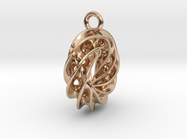 Twisted Scherk Linked 4,3 Torus Knots Pendant – Sm in 14k Rose Gold Plated Brass