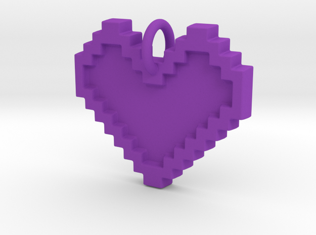 8-bit Heart - 29 cm in Purple Processed Versatile Plastic