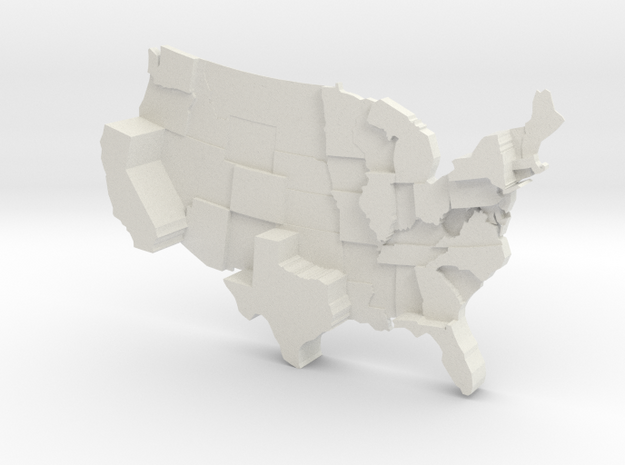 USA by Population in White Natural Versatile Plastic