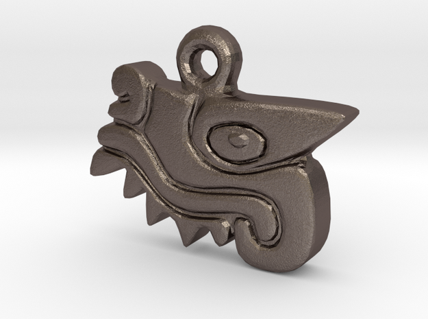 Aztec Crocodile Pendant in Polished Bronzed Silver Steel