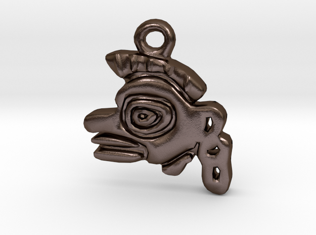 Aztec Monkey Pendant in Polished Bronze Steel