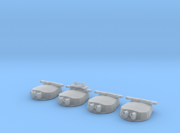 1/200 HMS Hood Turrets 15" MKII 22.5º Elev in Tan Fine Detail Plastic
