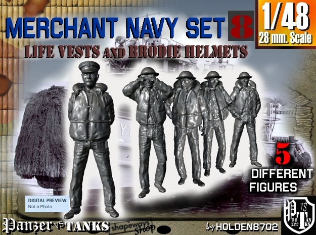 1-48 Merchant Navy Set 8 in Tan Fine Detail Plastic