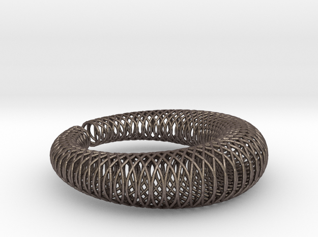 Bracelet 'Wire pattern' in Polished Bronzed Silver Steel