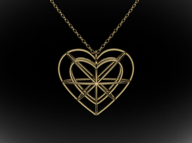 Wire Heart in Polished Brass