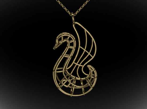 Swan-heart in Polished Brass