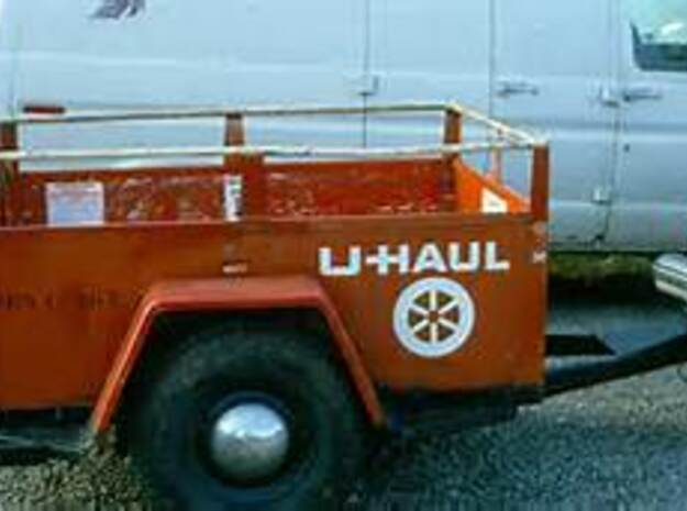 Open Cargo Trailers- Old U-haul style X3 HO 1/87  in White Natural Versatile Plastic