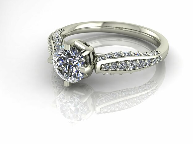 Classic Diamond ring SEMI MOUNT  in Fine Detail Polished Silver: 6.25 / 52.125
