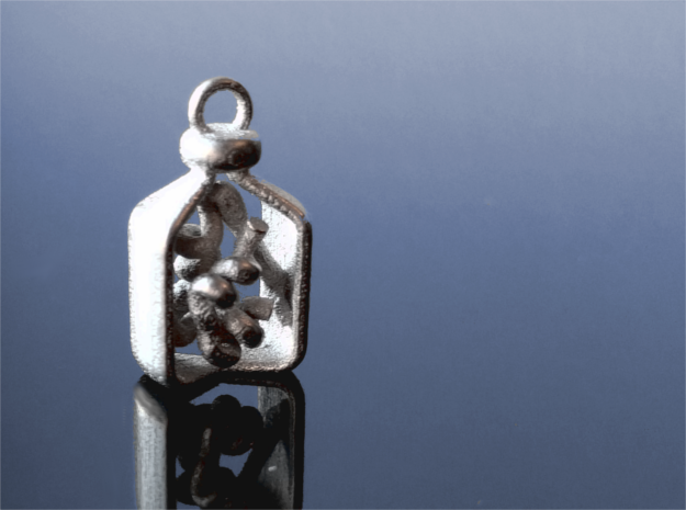 Vial of Insulin Charm - A treatment, not a cure. in Polished Bronze Steel