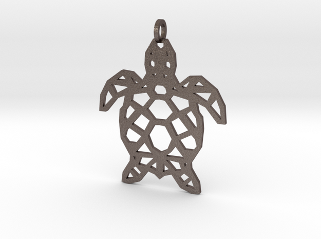 Geometric Turtle Necklace in Polished Bronzed Silver Steel