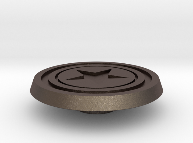 CPT America Shield Button in Polished Bronzed Silver Steel