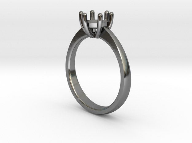 Solitaire ring in Fine Detail Polished Silver: 6.5 / 52.75