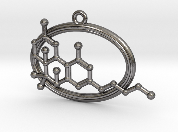THC Molecule in Polished Nickel Steel