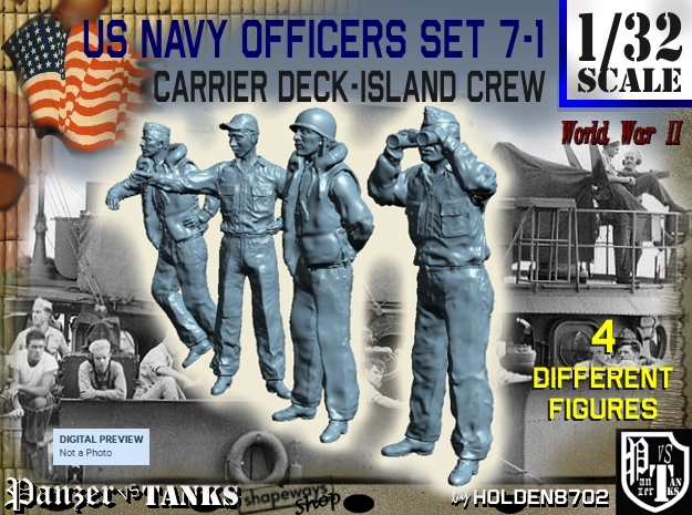 1-32 USN Officers Carrier Island Set7-1 in Tan Fine Detail Plastic