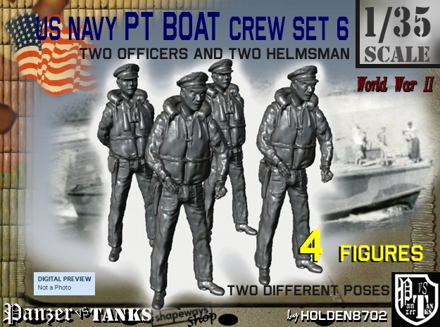 1-35 US Navy PT Boat Crew Set6 in Tan Fine Detail Plastic