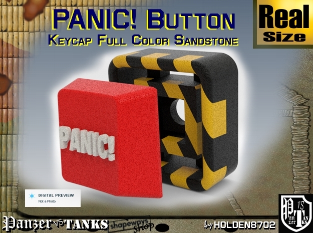Full Color Button of Panic in Full Color Sandstone
