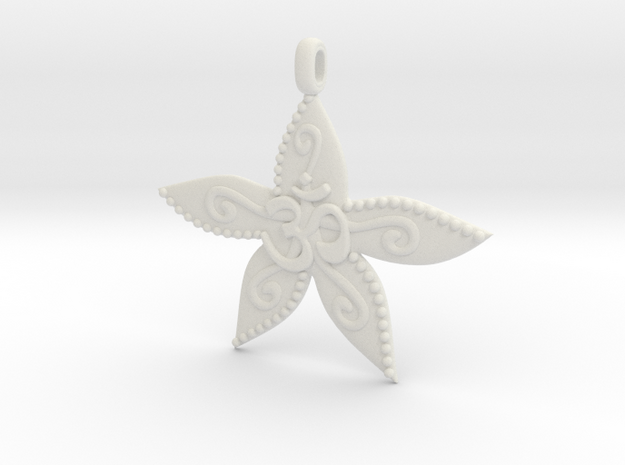 Starfish OM GOA Symbol Jewelry Necklace in White Natural Versatile Plastic