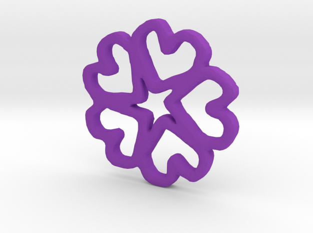 Fivehearts Pendant in Purple Processed Versatile Plastic