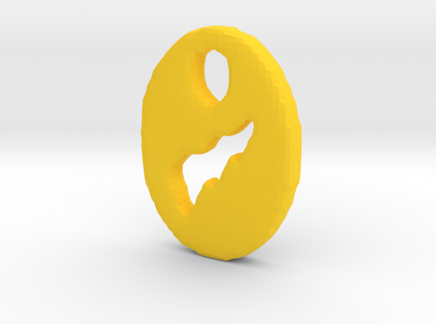 Lightning Bolt Tag/Pendant in Yellow Processed Versatile Plastic