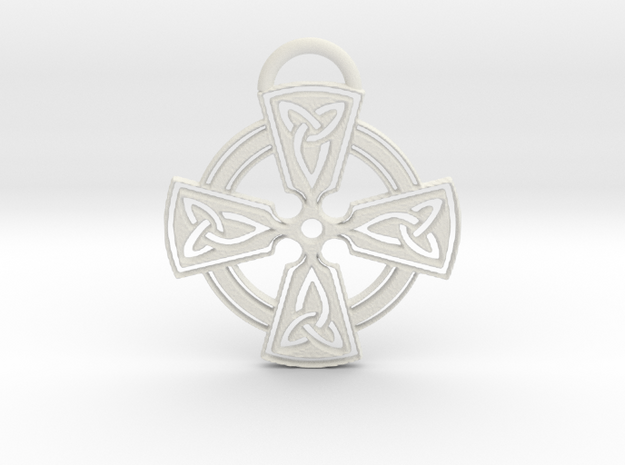Celtic Cross Keychain in White Natural Versatile Plastic