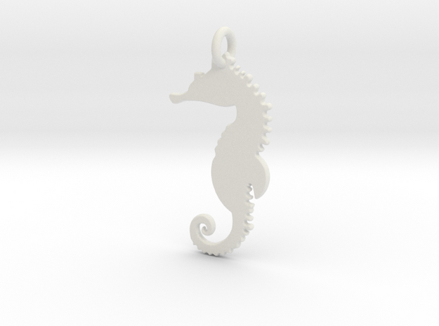 Seahorse Pendant in White Natural Versatile Plastic