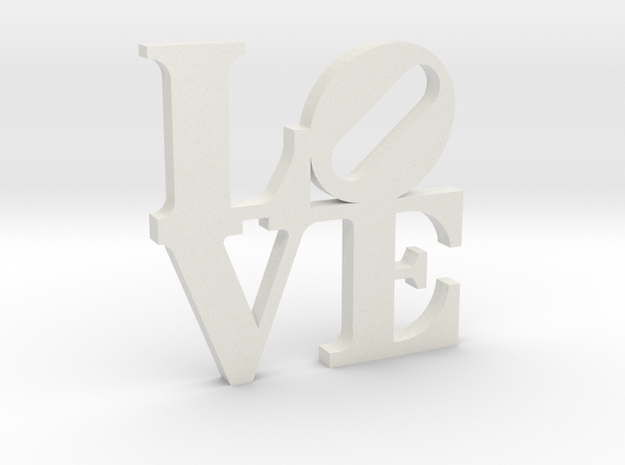 LOVE Sculpture 75mm Flat Wall in White Natural Versatile Plastic