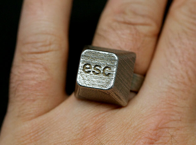 Esc Ring in Polished Bronzed Silver Steel: 10 / 61.5