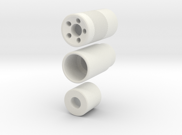Muzzle Device Part 1 And 2 V4 in White Natural Versatile Plastic