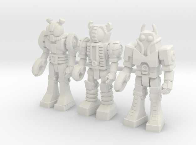 Waruders at Attention, 3 35mm Minis in White Natural Versatile Plastic