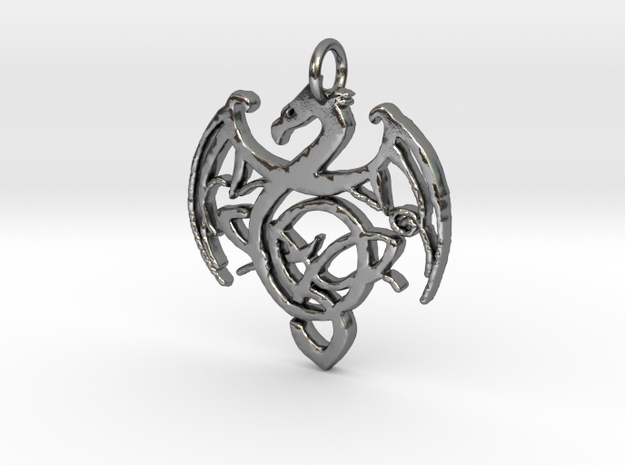Dragon Pendant in Polished Silver