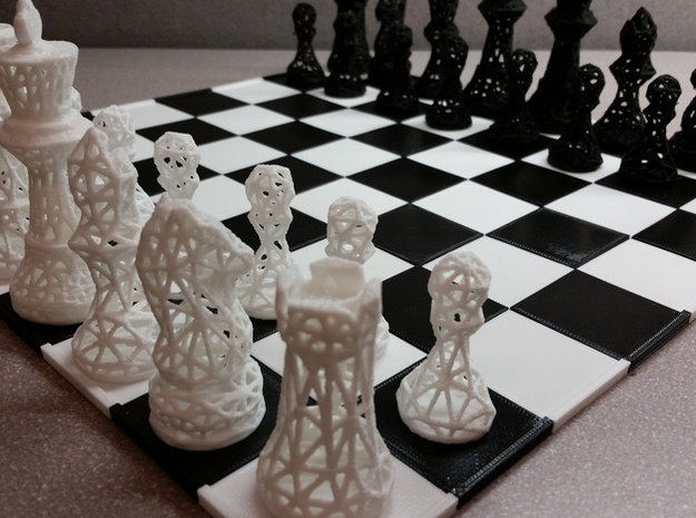 Chess Set Voronoi - Mini in Natural Sandstone