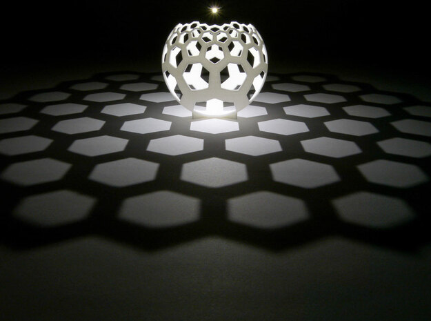 Honeycomb (stereographic projection) in White Natural Versatile Plastic