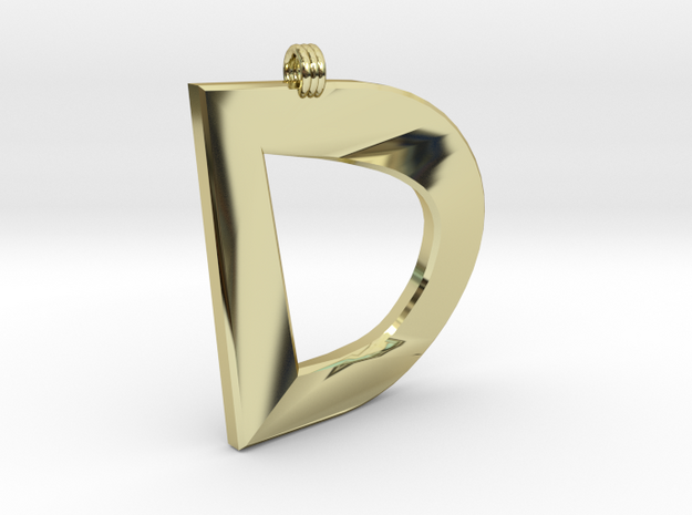 Distorted Letter D in 18k Gold Plated Brass