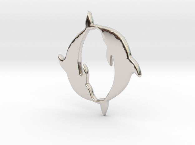 Dolphin Pendant in Rhodium Plated Brass