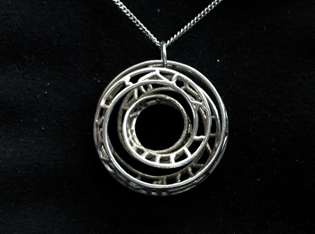 Single Strand Spiral Voronoi Interlocking Pendant in Polished Silver (Interlocking Parts)
