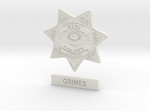 Walking Dead sheriff Grimes badge in White Natural Versatile Plastic