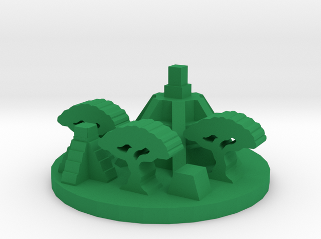 Game Piece, Jungle Temple Ruins in Green Processed Versatile Plastic