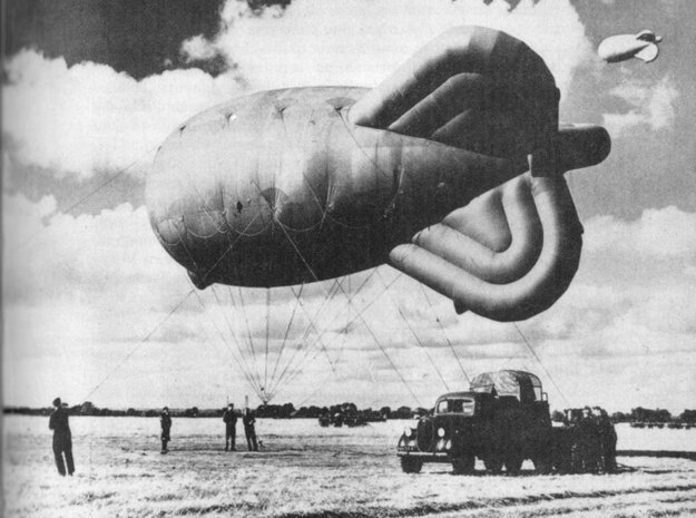 Allied Barrage Balloon WW2 in White Natural Versatile Plastic: 6mm
