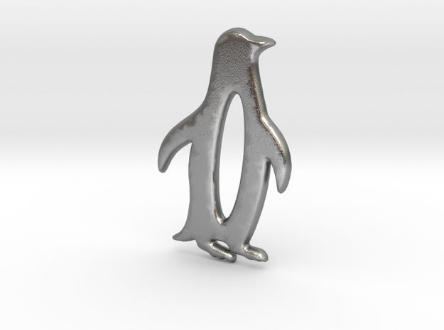 Minimalist Penguin Pendant in Natural Silver: Small
