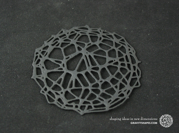 4er Drink Coaster Set - Voronoi #9 (Thin) in Black Natural Versatile Plastic