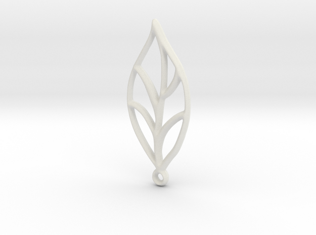 Leaf Pendant in White Natural Versatile Plastic