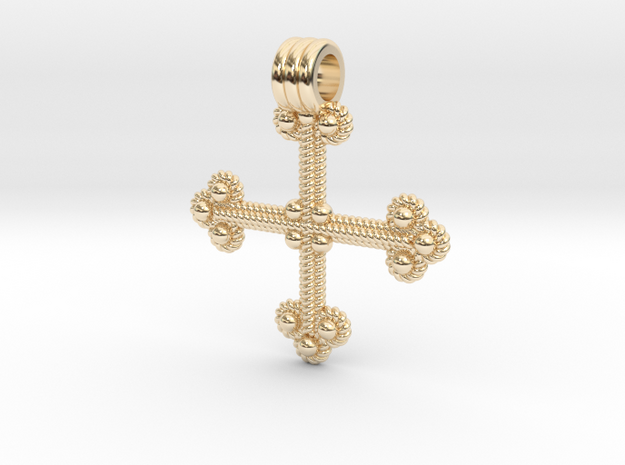 Twisted Wire Cross Pendant in 14k Gold Plated Brass